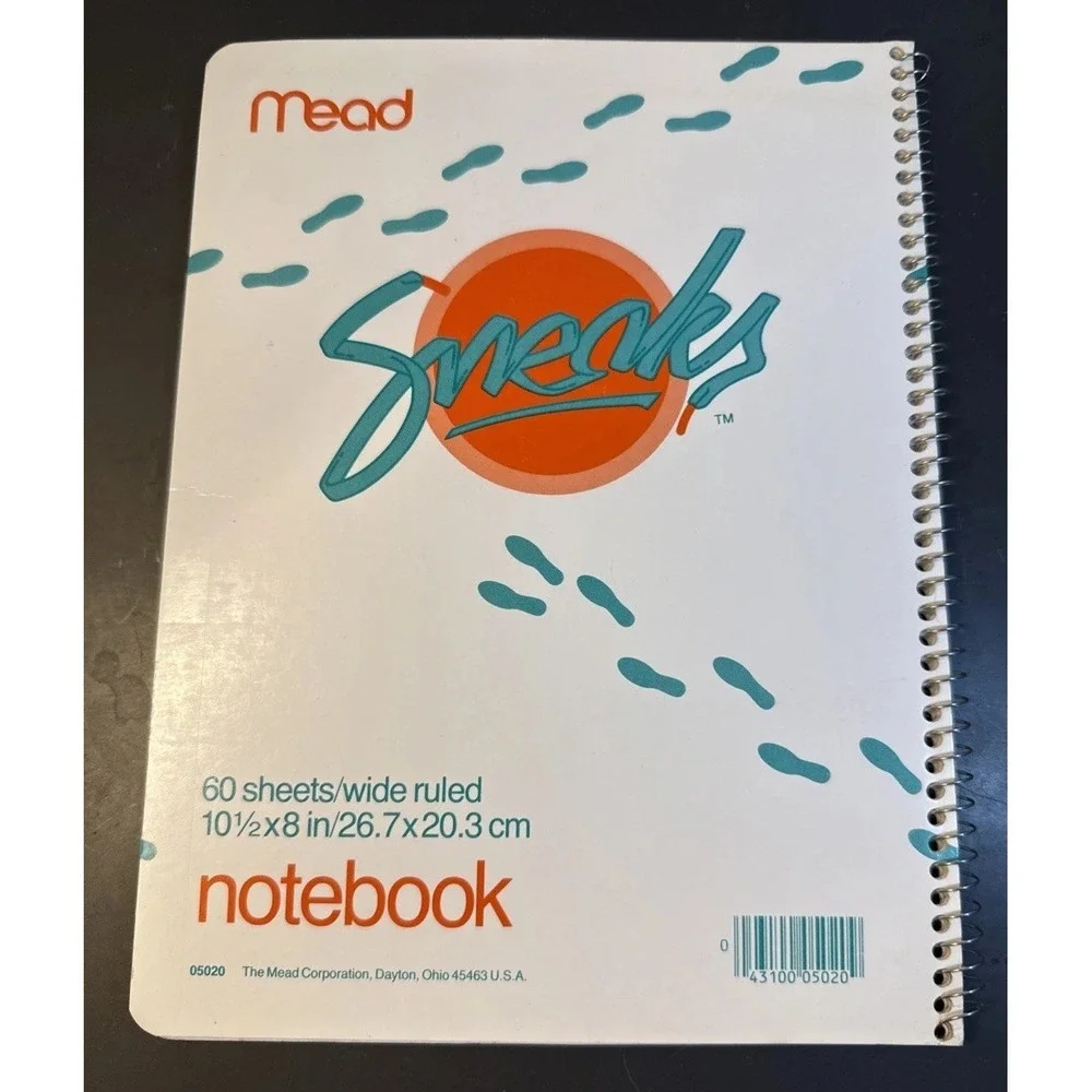Vintage 1988 Mead SNEAKS Spiral Notebook Soccer Sports Retro 80s‎ Sneakers